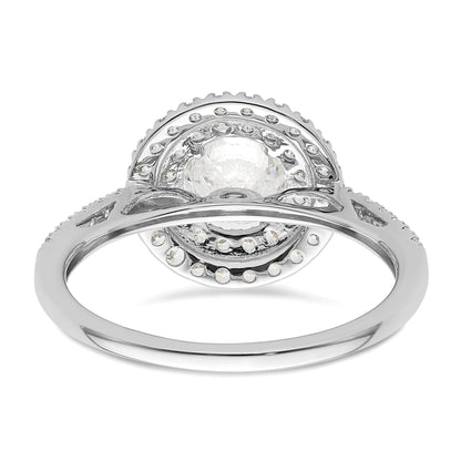 14KW Round Simulated Diamond Double Halo Engagement Ring
