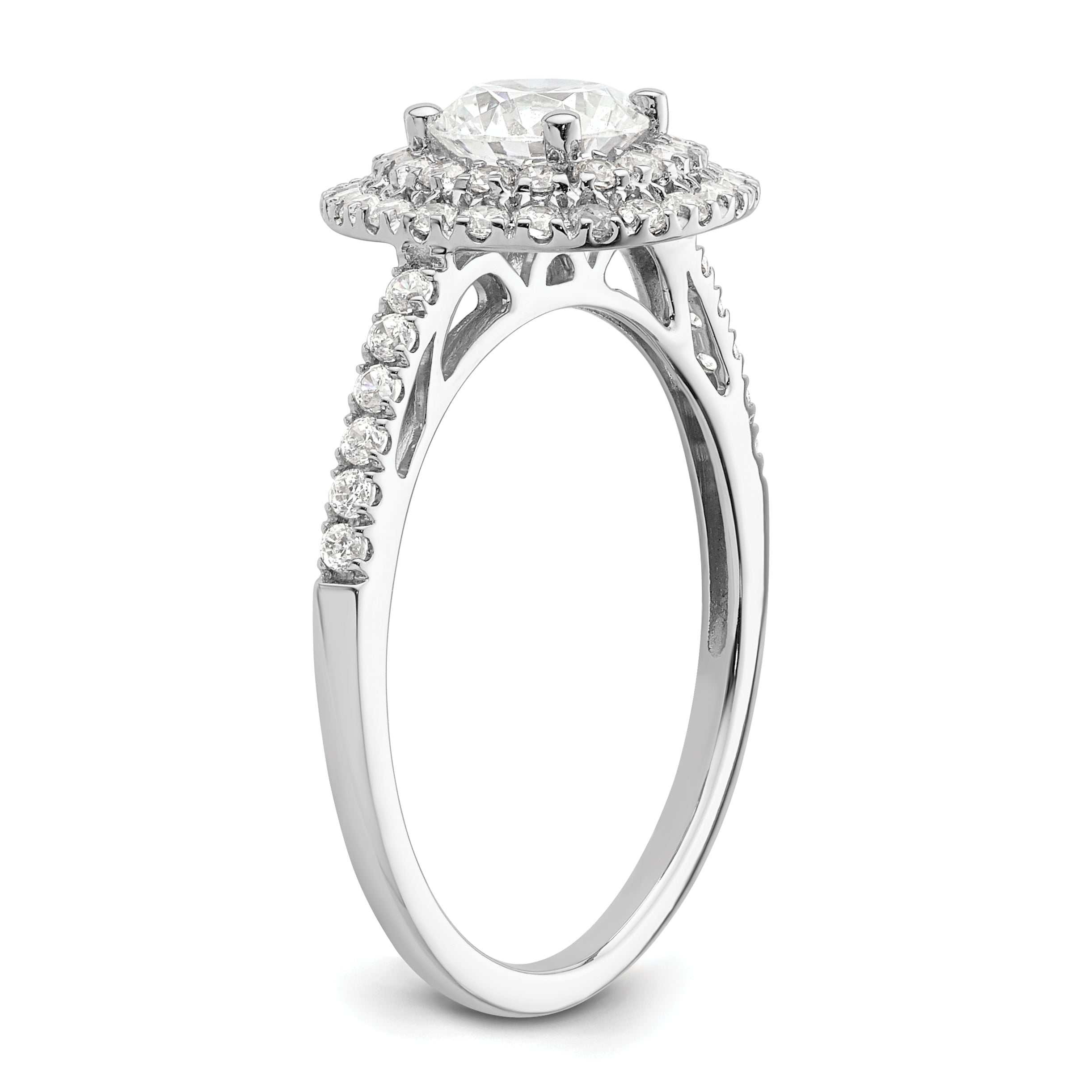 14KW Round Simulated Diamond Double Halo Engagement Ring
