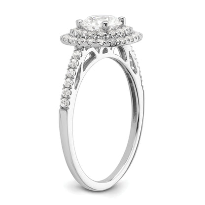 14KW Round Simulated Diamond Double Halo Engagement Ring