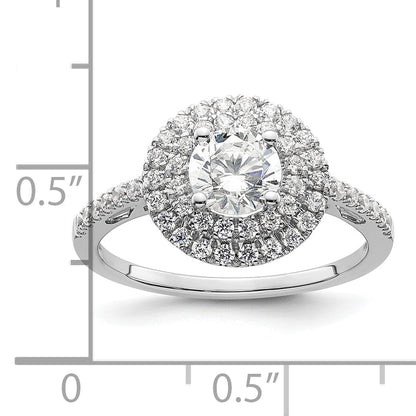 14KW Round Simulated Diamond Double Halo Engagement Ring