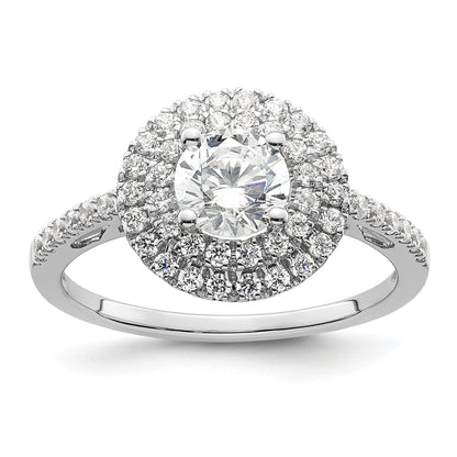 14KW Round Simulated Diamond Double Halo Engagement Ring