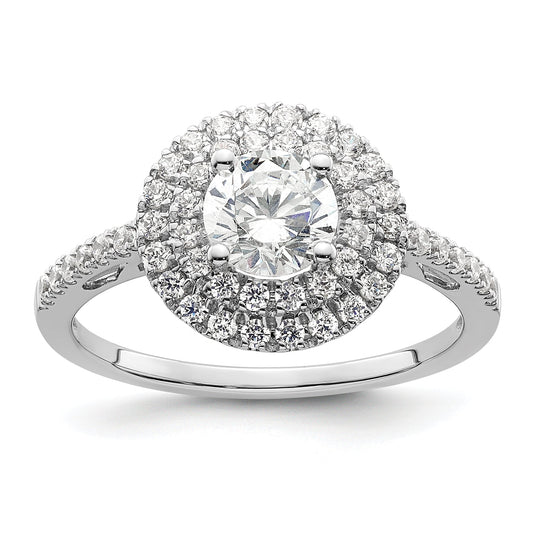 14KW Round Simulated Diamond Double Halo Engagement Ring