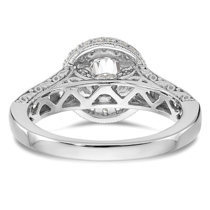 14K White Gold Round Simulated Diamond Halo Engagement Ring