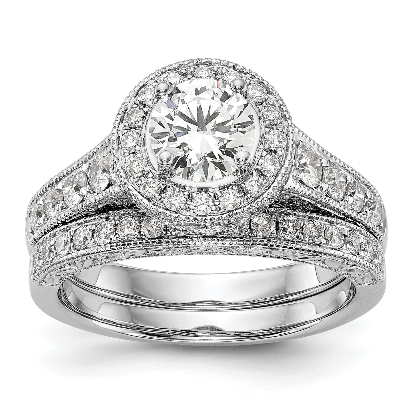 14k White Gold 3/4 Ct. Lab Grown Diamond VS/SI+ G+ 3/4 Ct. Center Round Engagement Ring