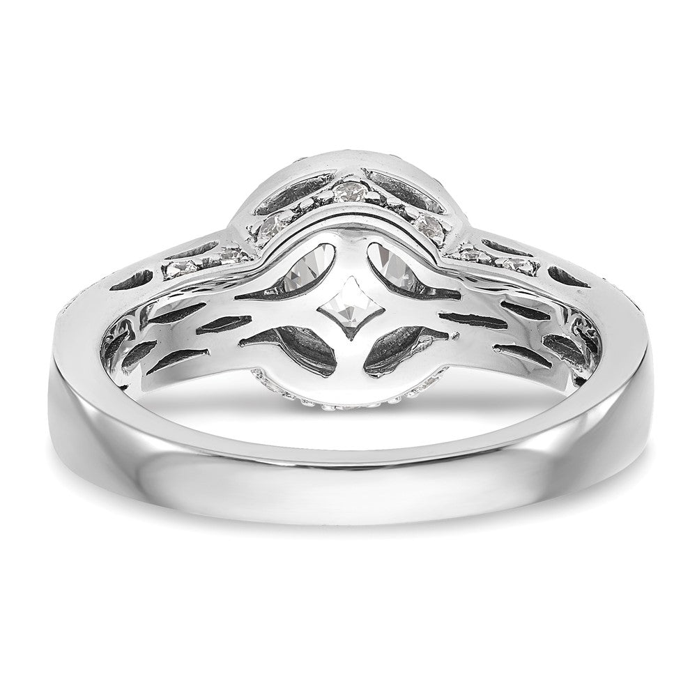 14K White Gold Round Simulated Diamond Halo Engagement Ring