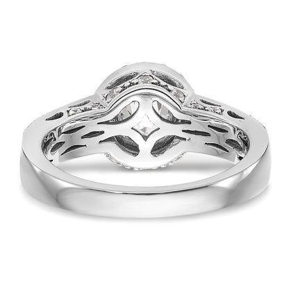 14K White Gold Round Simulated Diamond Halo Engagement Ring