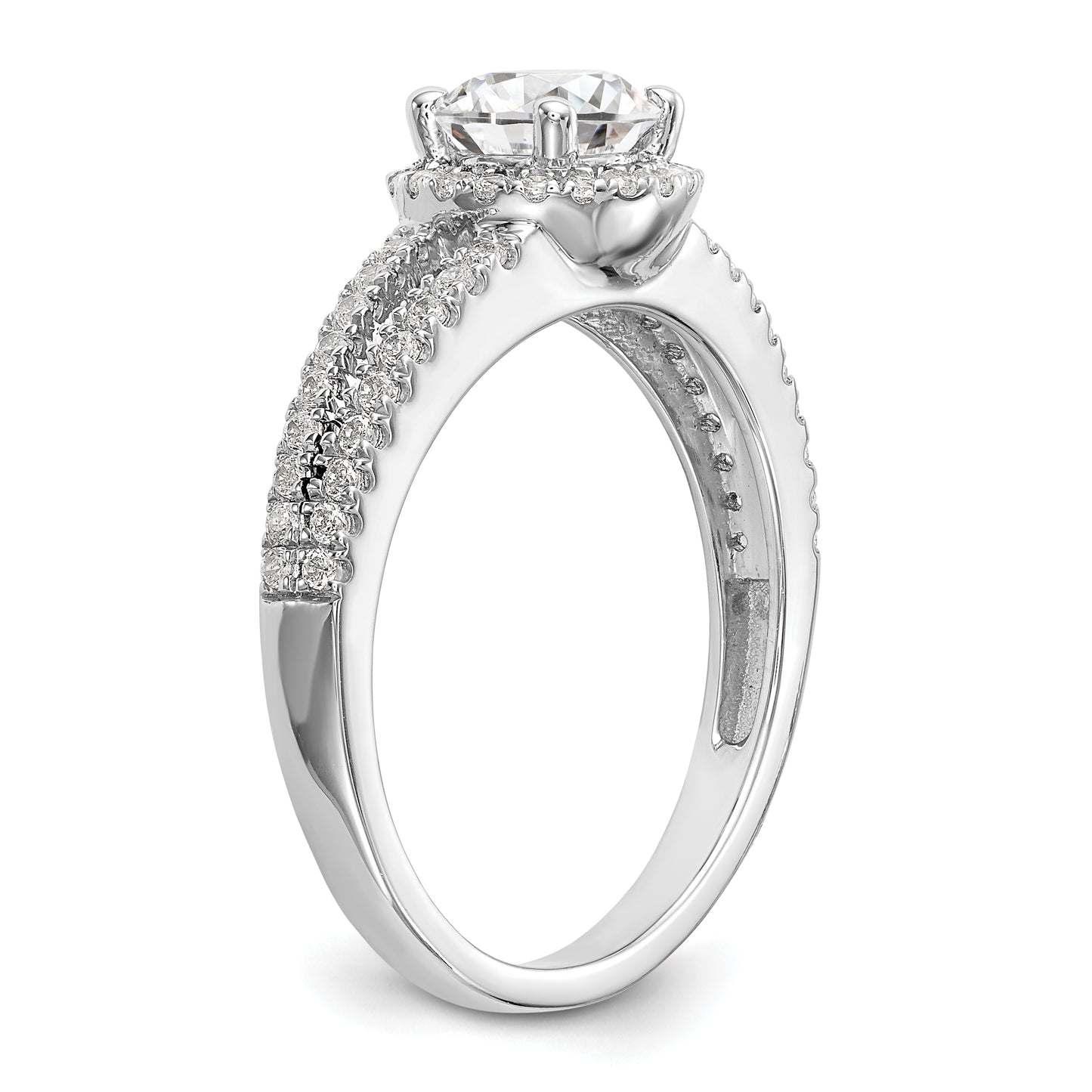 14k White Gold 1/3 Ct. Lab Grown Diamond VS/SI+ G+ 3/4 Ct. Center Round Engagement Ring