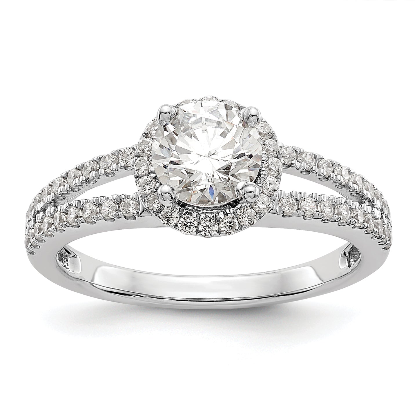 14k White Gold 1/3 Ct. Lab Grown Diamond VS/SI+ G+ 3/4 Ct. Center Round Engagement Ring