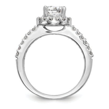 14K White Gold Round Simulated Diamond Halo Engagement Ring