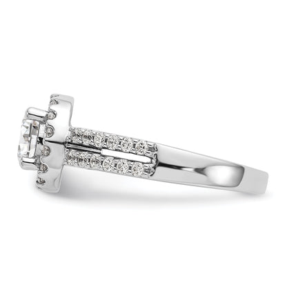 14K White Gold Round Simulated Diamond Halo Engagement Ring