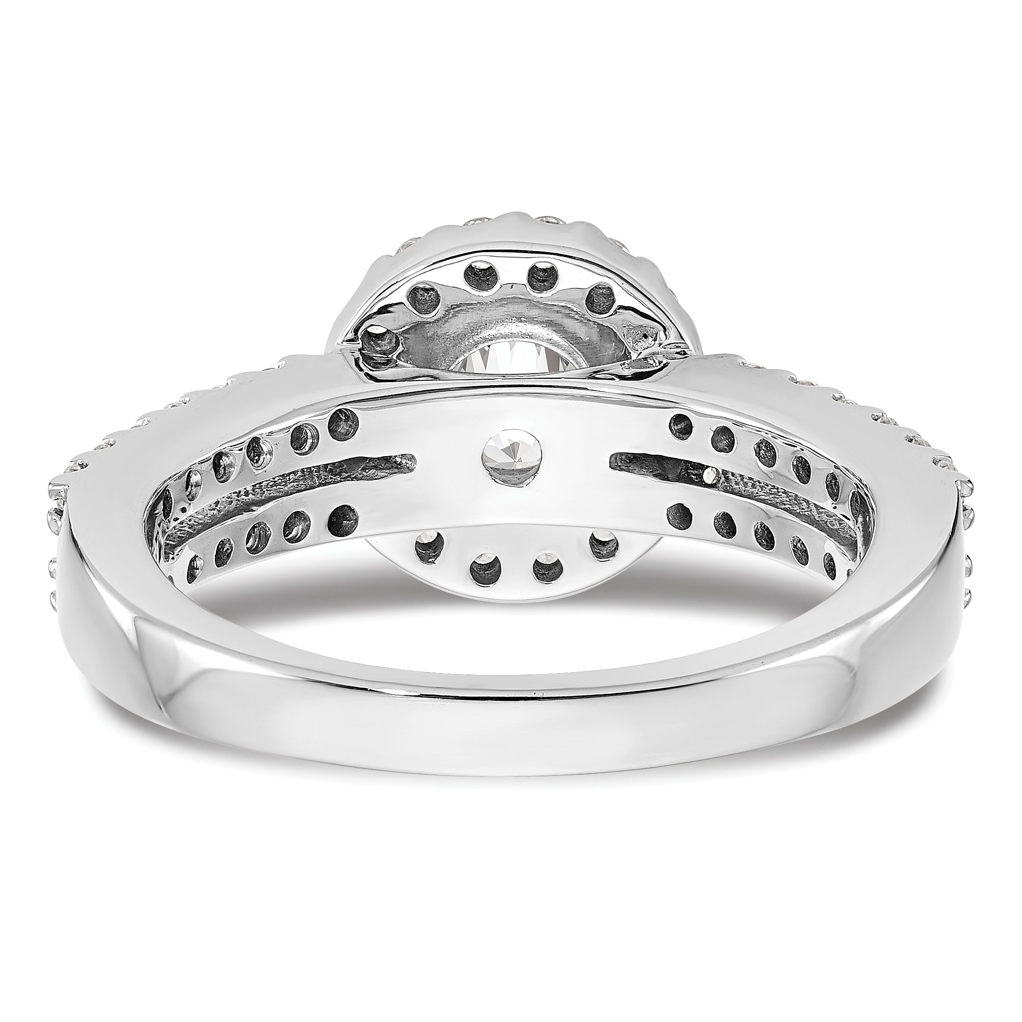 14K White Gold Round Simulated Diamond Halo Engagement Ring