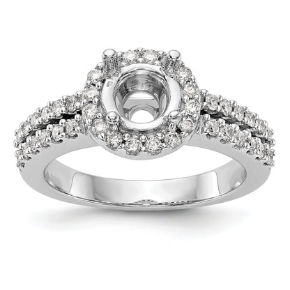 14K White Gold Round Simulated Diamond Halo Engagement Ring