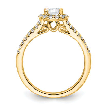 14K Yellow Gold Round Diamond Semi Mount Halo Engagement Ring