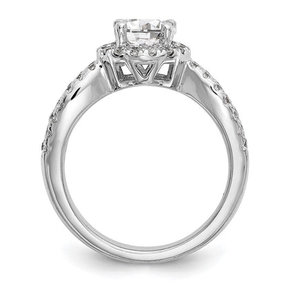 14K White Gold True Origin 3/4 Carat Lab Grown Diamond Vs/Si D E F Semi Mount Round Halo Engagement Ring