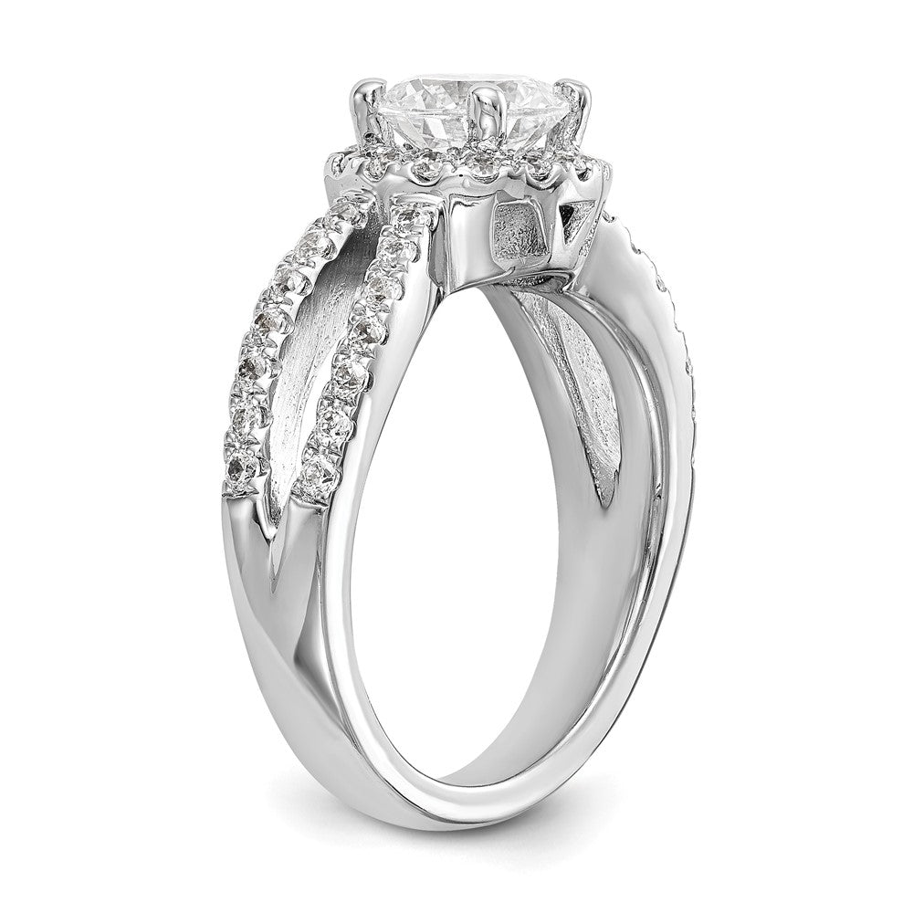 14K White Gold True Origin 3/4 Carat Lab Grown Diamond Vs/Si D E F Semi Mount Round Halo Engagement Ring