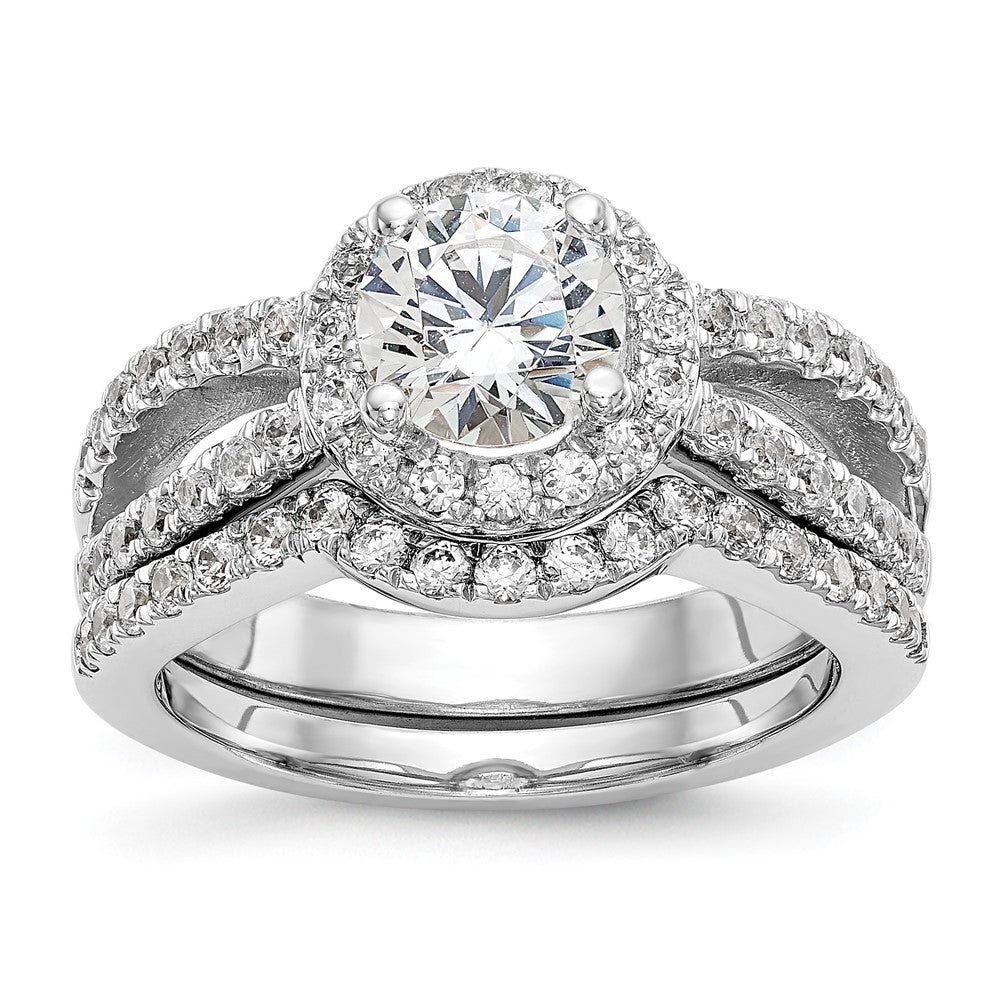 14K White Gold True Origin 3/4 Carat Lab Grown Diamond Vs/Si D E F Semi Mount Round Halo Engagement Ring