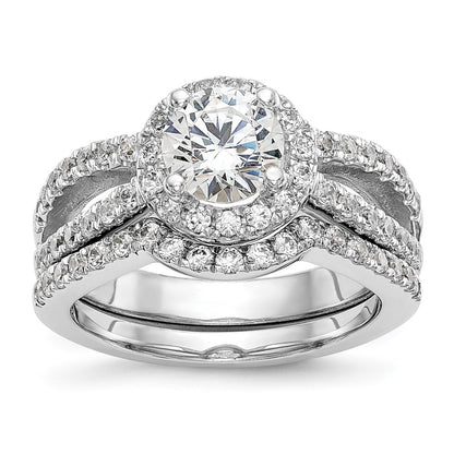 14K White Gold True Origin 3/4 Carat Lab Grown Diamond Vs/Si D E F Semi Mount Round Halo Engagement Ring
