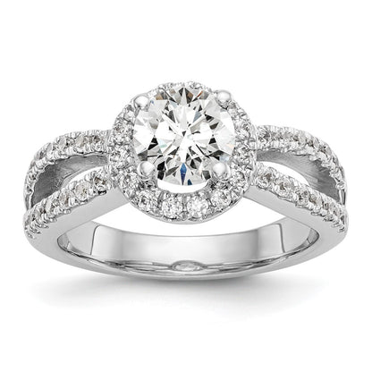 14K White Gold True Origin 3/4 Carat Lab Grown Diamond Vs/Si D E F Semi Mount Round Halo Engagement Ring