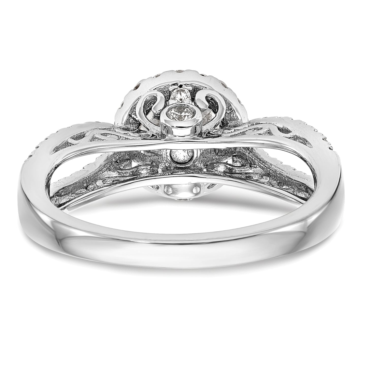 14k White Gold 5/8 Ct. Lab Grown Diamond VS/SI+ G+ 1 Ct. Center Round Halo Engagement Ring