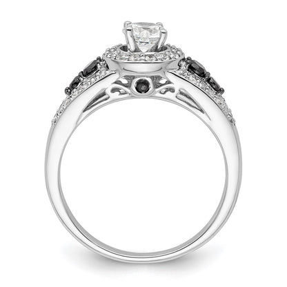 14kw Round Diamond with Black Simulated Diamond Halo Engagement Ring