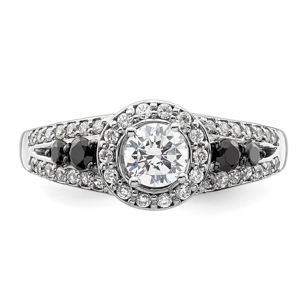 14kw Round Diamond with Black Simulated Diamond Halo Engagement Ring