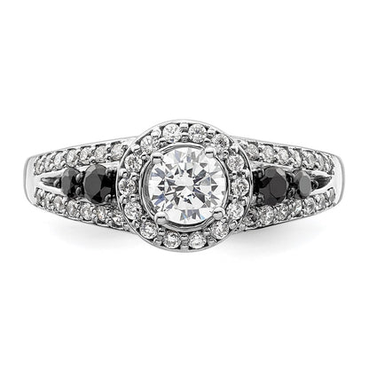 14kw Round Diamond with Black Simulated Diamond Halo Engagement Ring