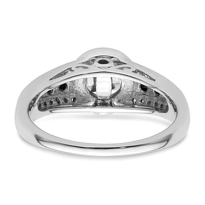 14kw Round Diamond with Black Simulated Diamond Halo Engagement Ring