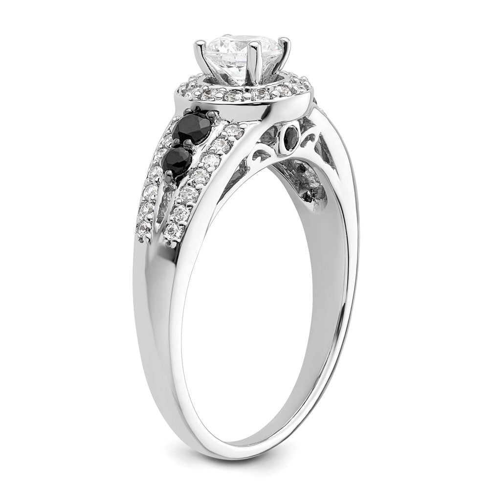 14kw Round Diamond with Black Simulated Diamond Halo Engagement Ring