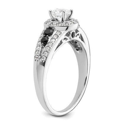 14kw Round Diamond with Black Simulated Diamond Halo Engagement Ring