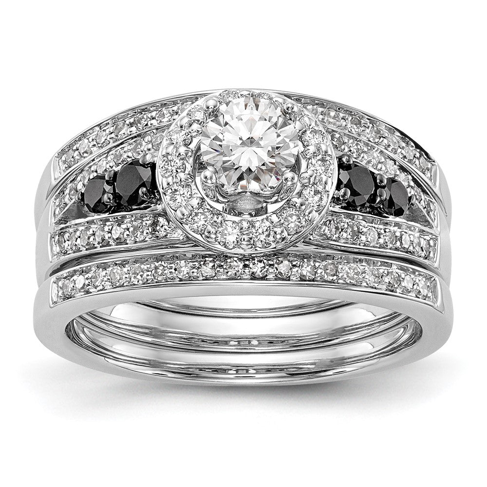 14kw Round Diamond with Black Simulated Diamond Halo Engagement Ring