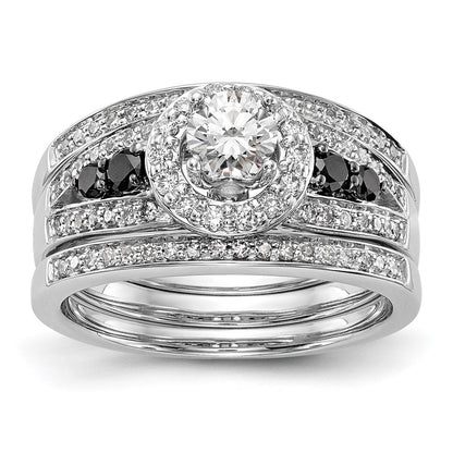 14kw Round Diamond with Black Simulated Diamond Halo Engagement Ring