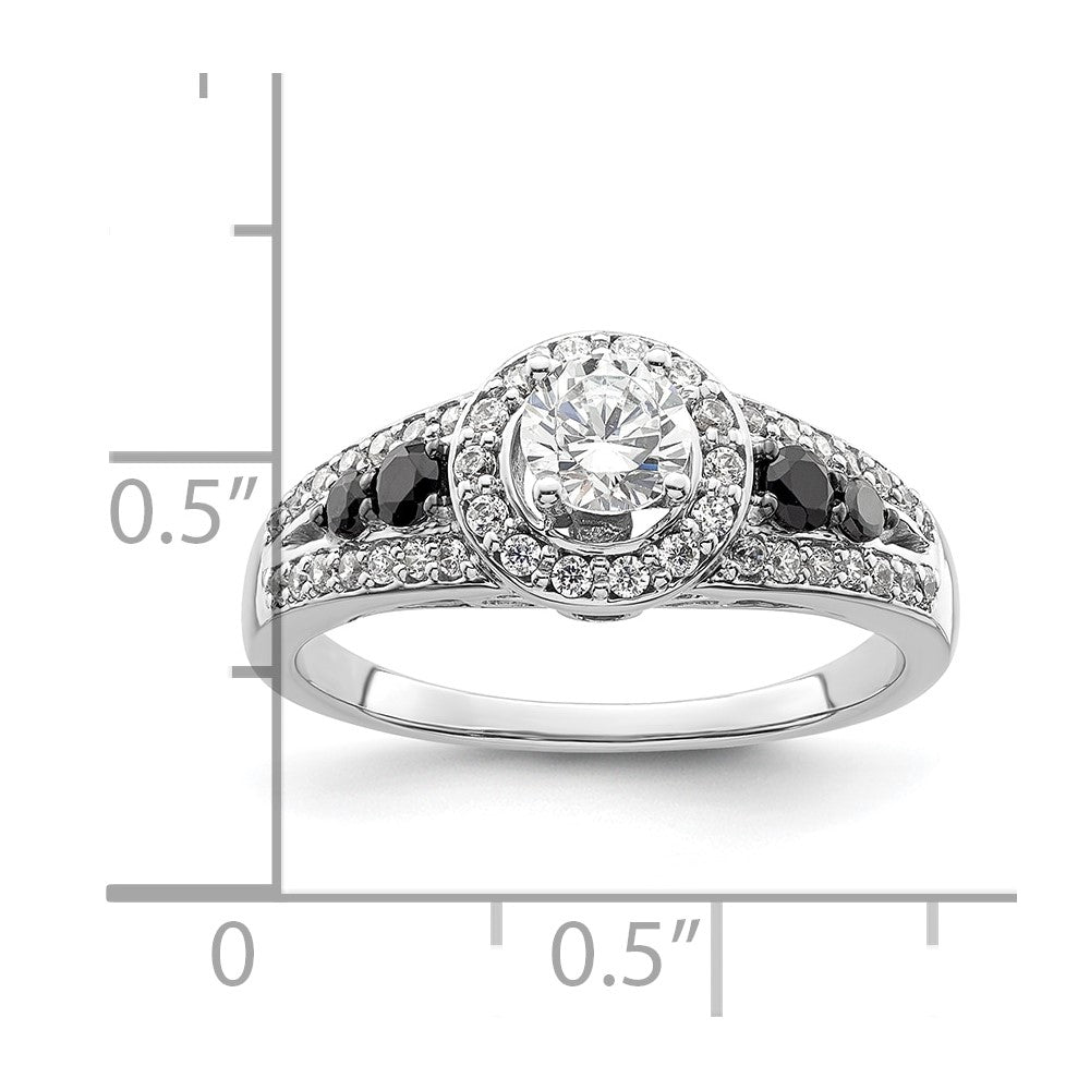 14kw Round Diamond with Black Simulated Diamond Halo Engagement Ring
