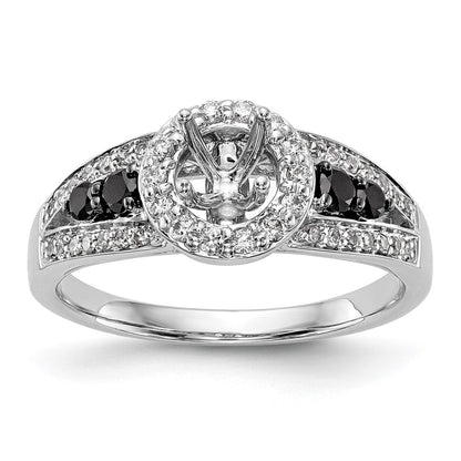 14kw Round Diamond with Black Simulated Diamond Halo Engagement Ring