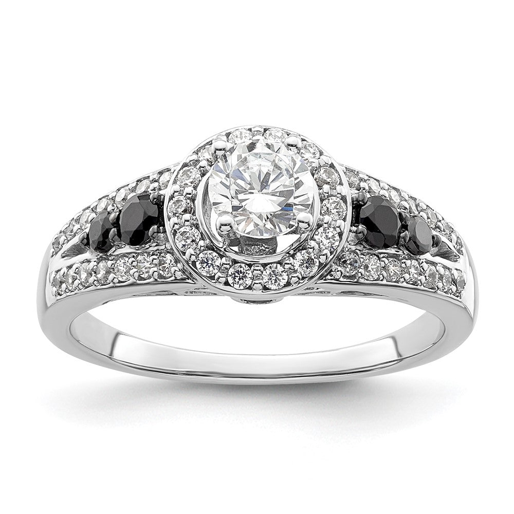 14kw Round Diamond with Black Simulated Diamond Halo Engagement Ring