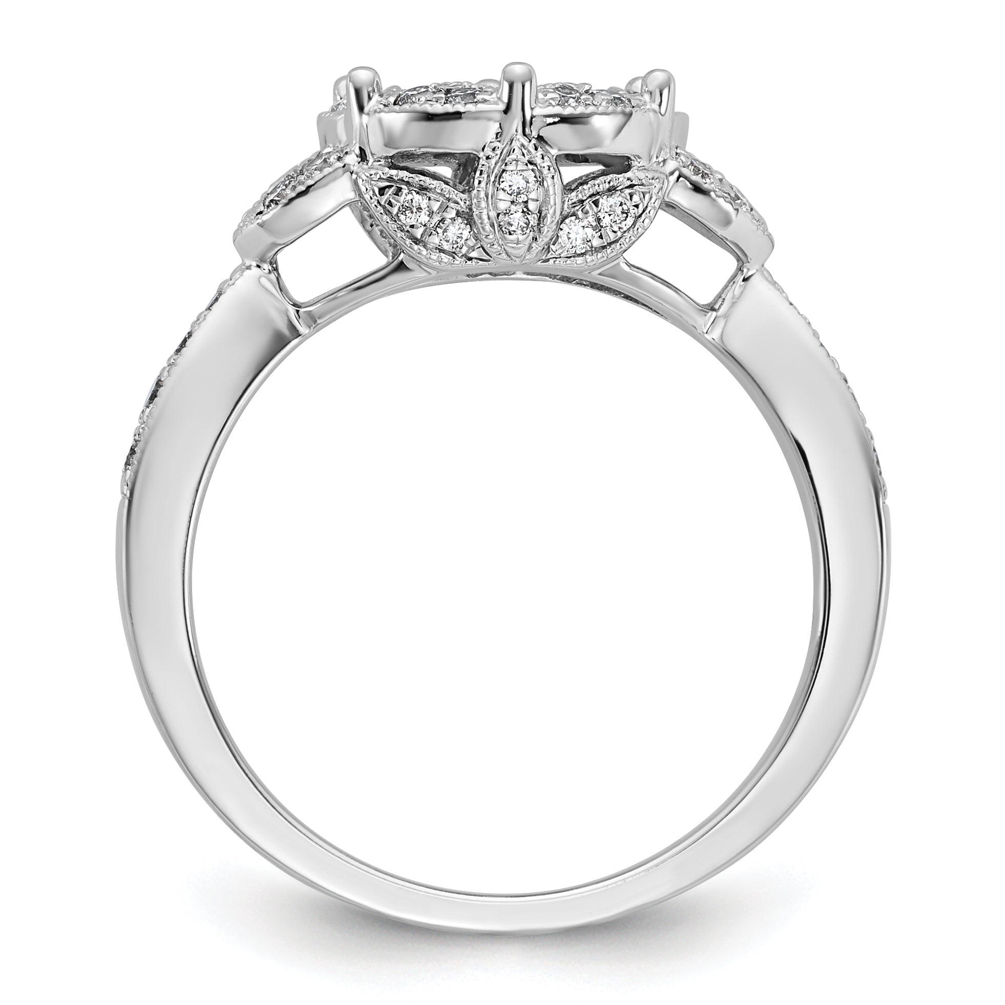 14KW Peg Set Simulated Diamond Round Halo Engagement Ring
