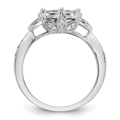 14KW Peg Set Simulated Diamond Round Halo Engagement Ring