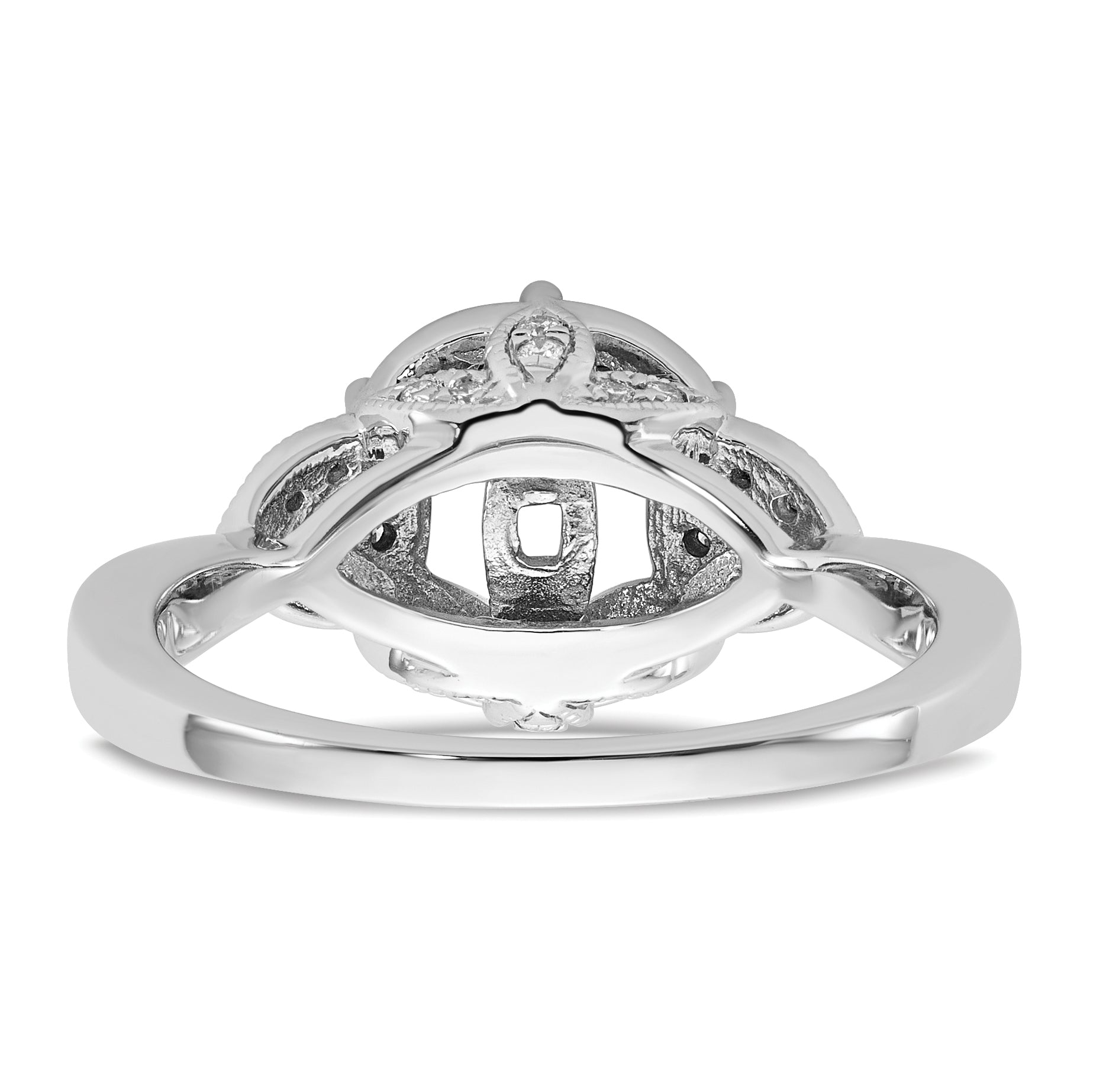 14KW Peg Set Simulated Diamond Round Halo Engagement Ring