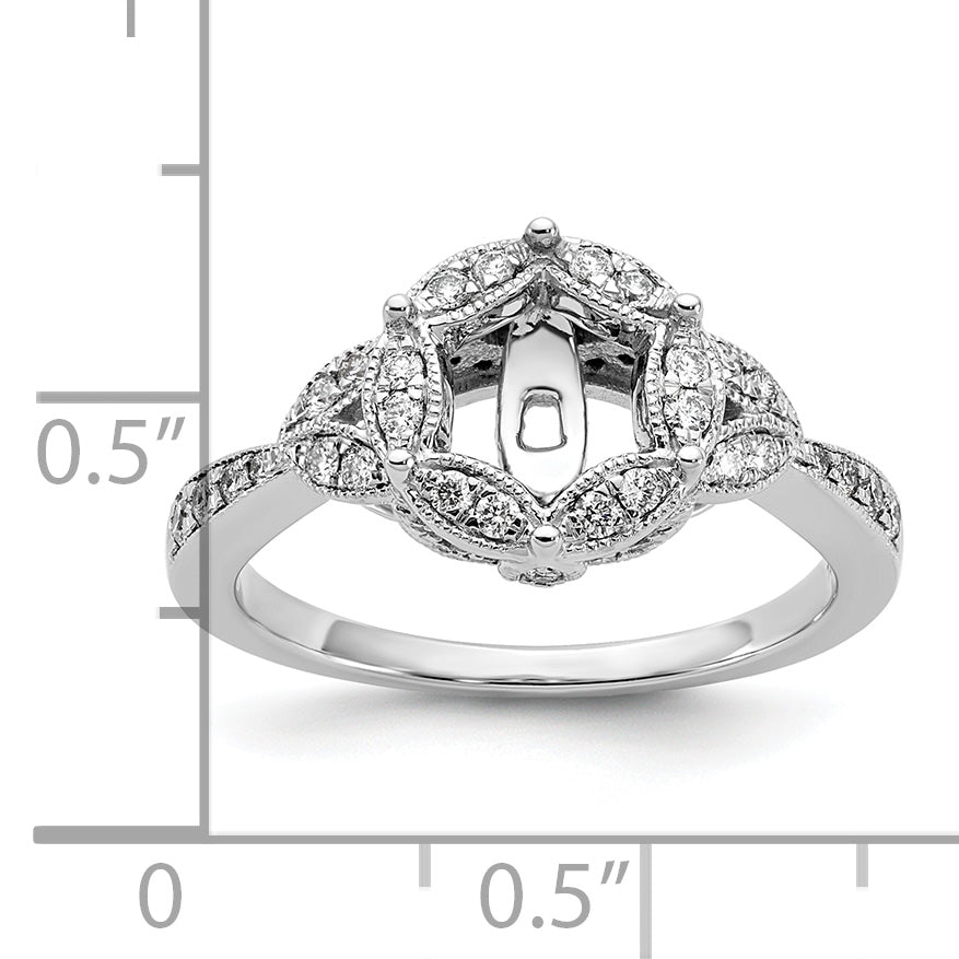14KW Peg Set Simulated Diamond Round Halo Engagement Ring