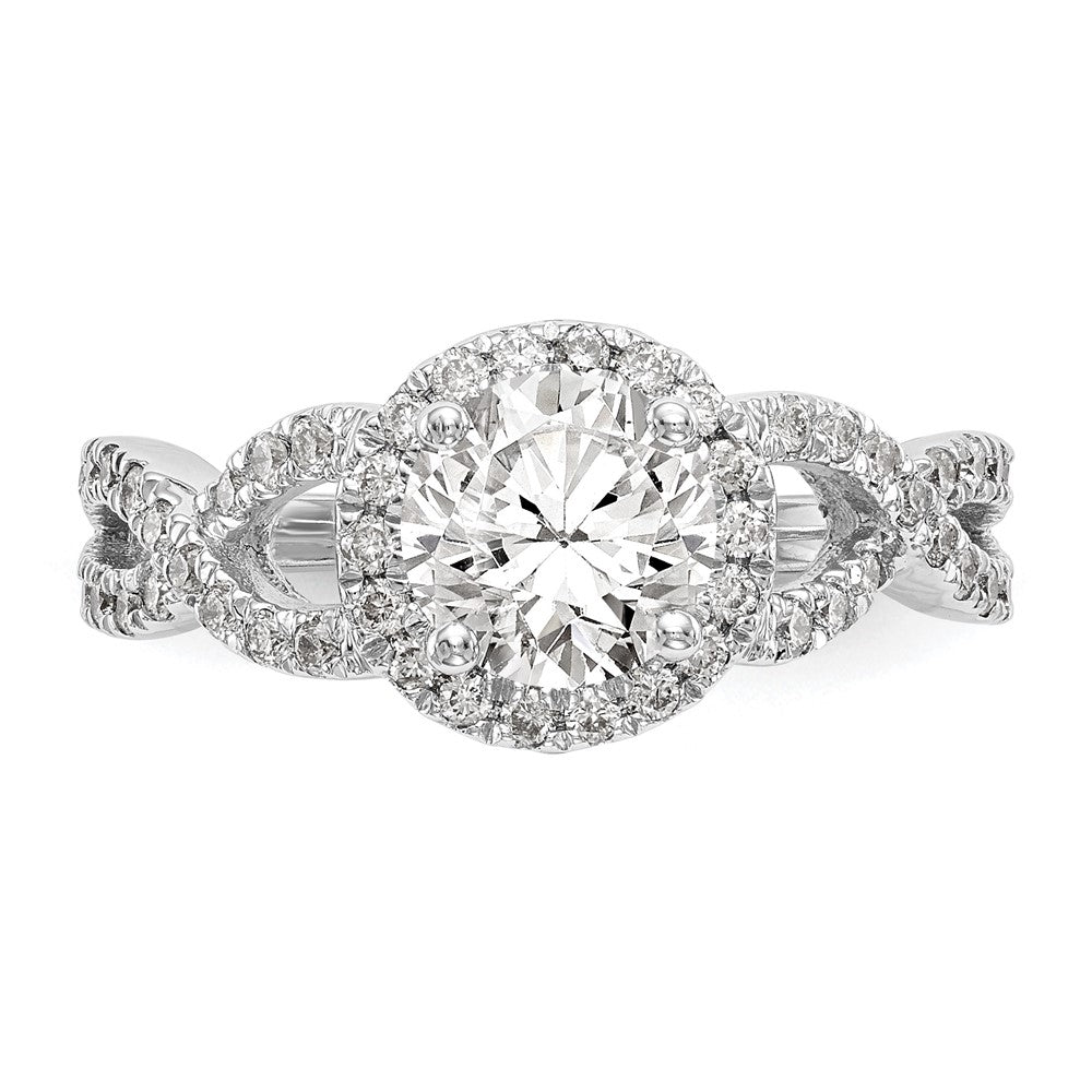 14K White Gold True Origin 3/4 Carat Lab Grown Diamond Vs/Si D E F Semi Mount Round Halo Engagement Ring