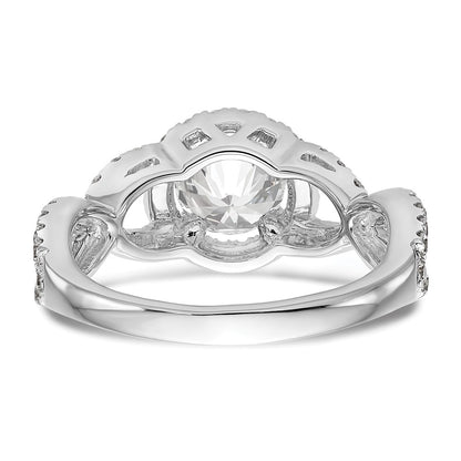 14K White Gold True Origin 3/4 Carat Lab Grown Diamond Vs/Si D E F Semi Mount Round Halo Engagement Ring