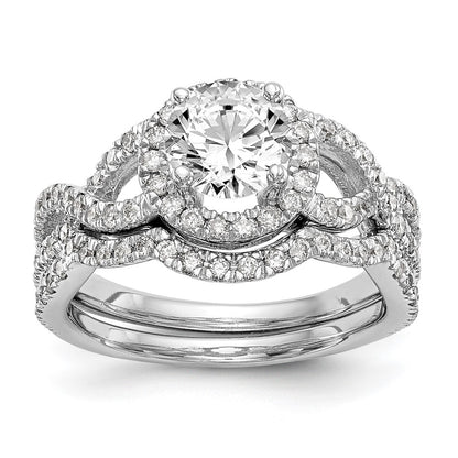 14K White Gold True Origin 3/4 Carat Lab Grown Diamond Vs/Si D E F Semi Mount Round Halo Engagement Ring