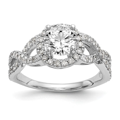 14K White Gold True Origin 3/4 Carat Lab Grown Diamond Vs/Si D E F Semi Mount Round Halo Engagement Ring