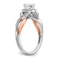 14K White/Rose Gold Two-Tone Rose and White 1/4 Ct. Lab Grown Diamond VS/SI+ G+ Halo Peg Set Engagement Ring