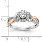 14K White/Rose Gold Two-Tone Rose and White 1/4 Ct. Lab Grown Diamond VS/SI+ G+ Halo Peg Set Engagement Ring