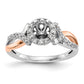 14K White/Rose Gold Two-Tone Rose and White 1/4 Ct. Lab Grown Diamond VS/SI+ G+ Halo Peg Set Engagement Ring