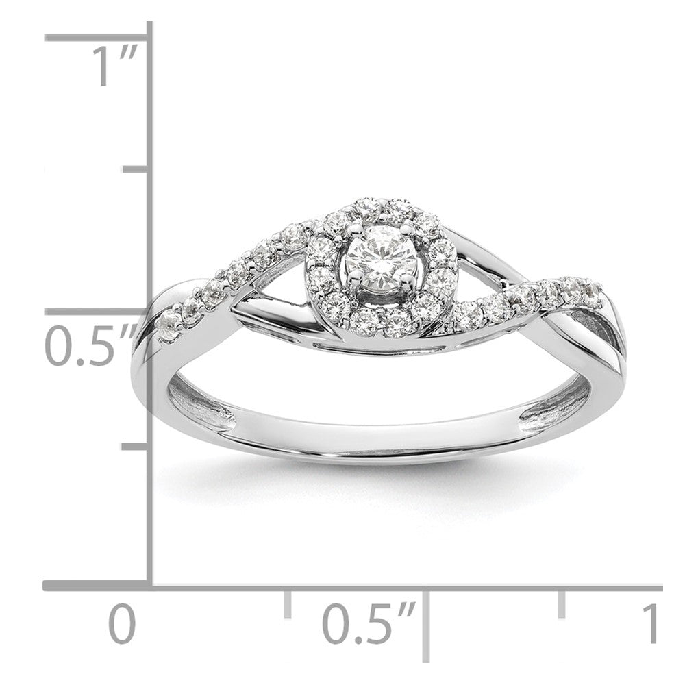 14k White Gold 1/4 Ct. Lab Grown Diamond VS/SI+ G+ Round Halo Engagement Ring