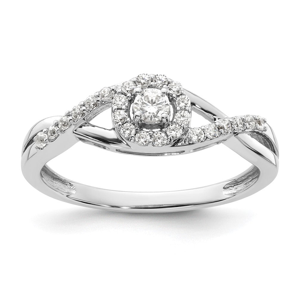 14k White Gold 1/4 Ct. Lab Grown Diamond VS/SI+ G+ Round Halo Engagement Ring