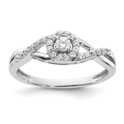 14k White Gold 1/4 Ct. Lab Grown Diamond VS/SI+ G+ Round Halo Engagement Ring