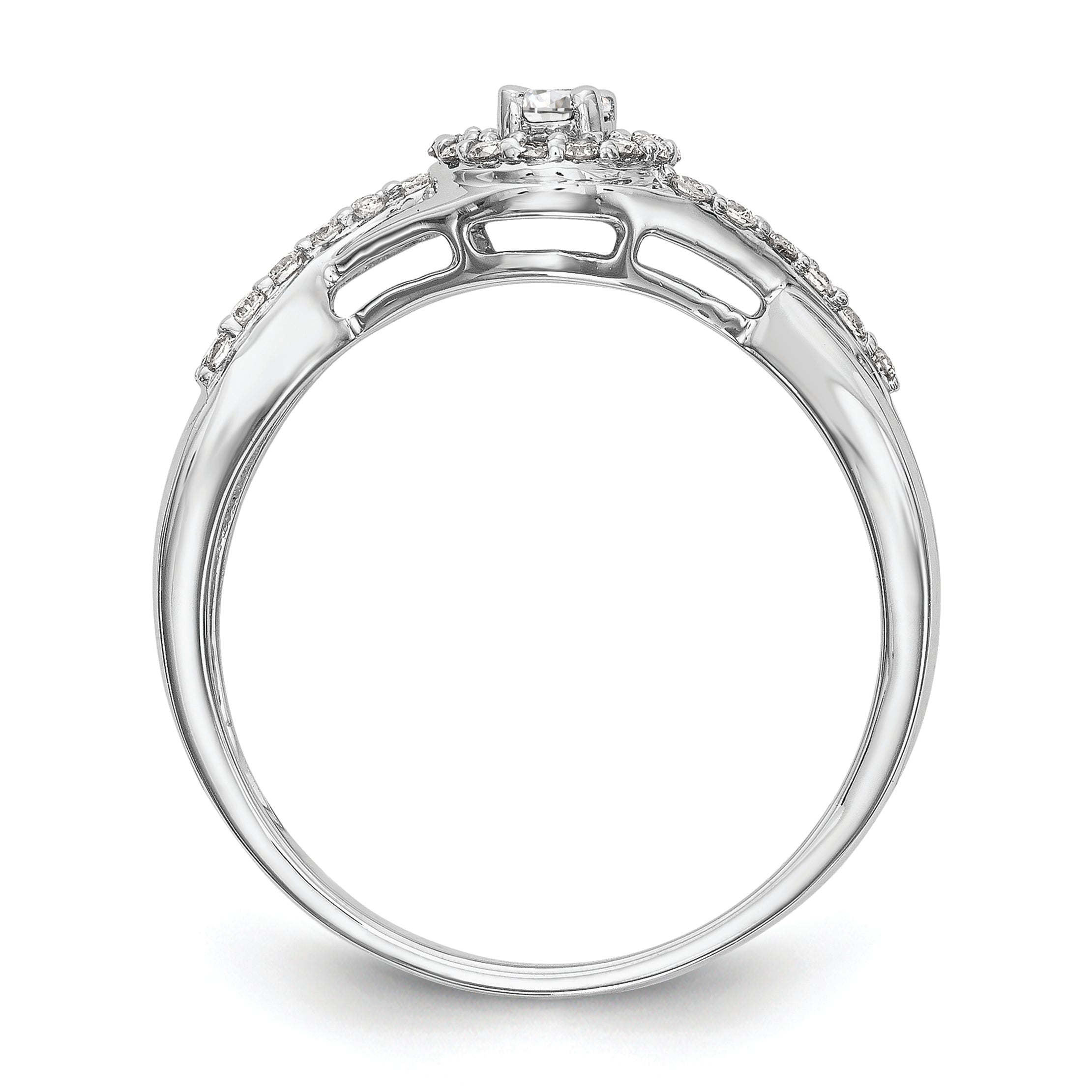 10K White Gold Halo (Holds 1/10 Carat (2.8mm) Round Center) 1/5 Diamond Semi Mount Engagement Ring