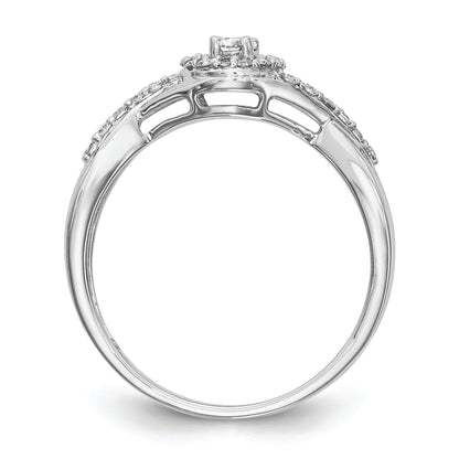 10K White Gold Halo (Holds 1/10 Carat (2.8mm) Round Center) 1/5 Diamond Semi Mount Engagement Ring